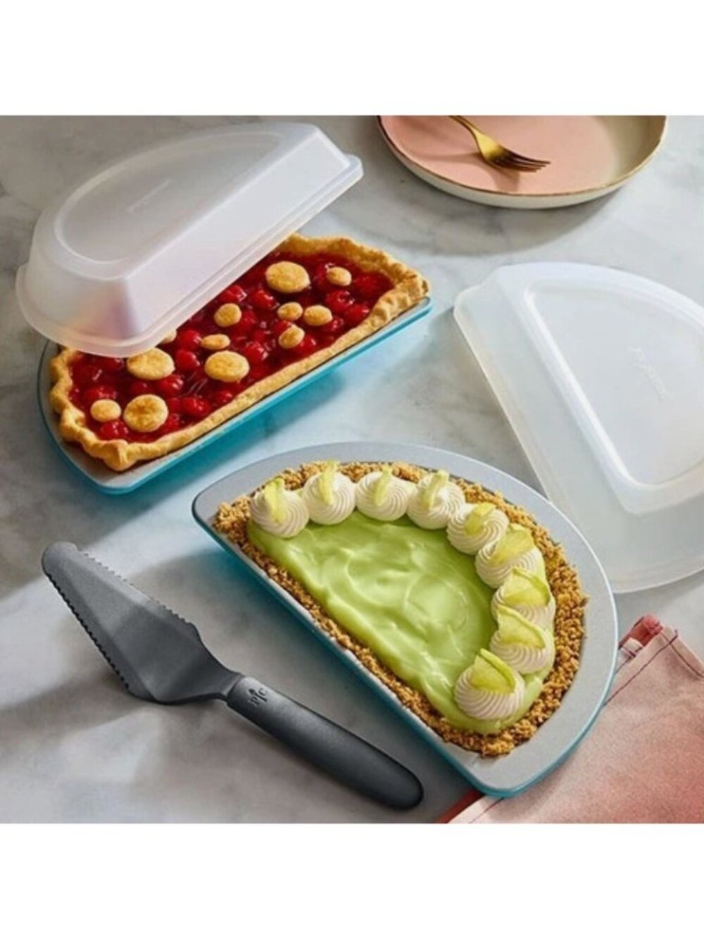 New Pampered Chef 101386 Half Pie & Server Set Oven-safe to 450°F